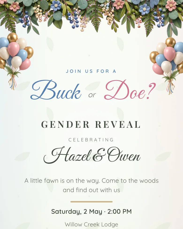 Buck or Doe? invitation design