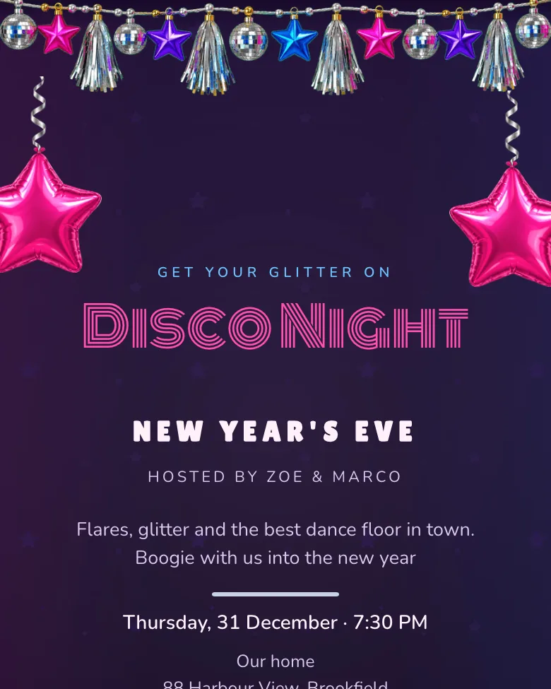 Disco Night invitation design