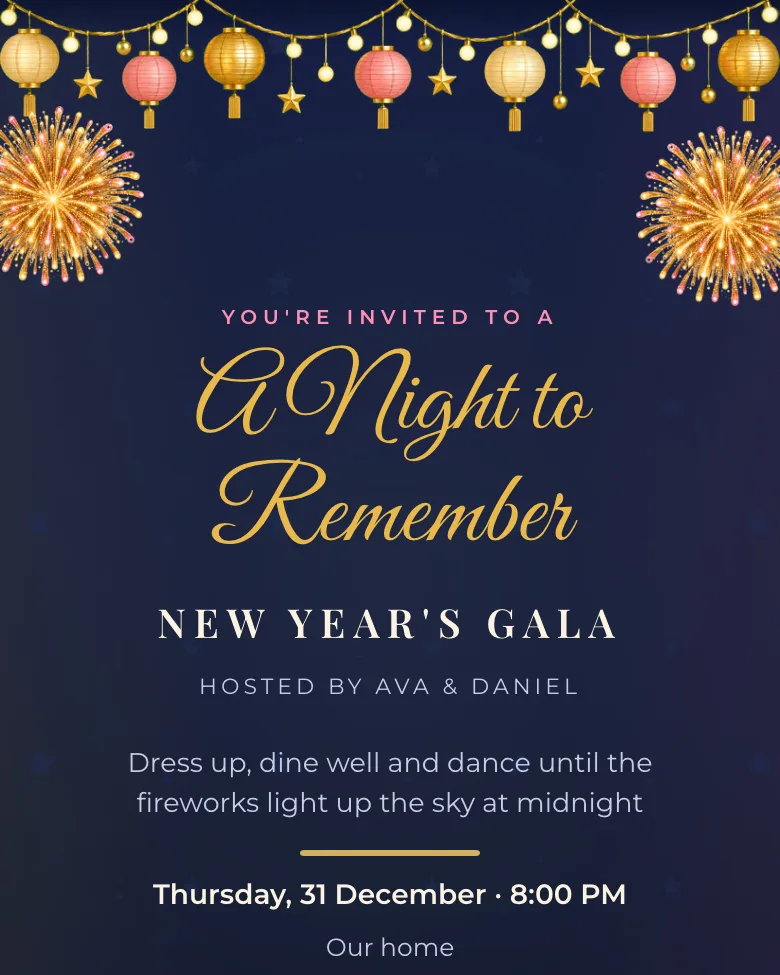 Fireworks Gala invitation design