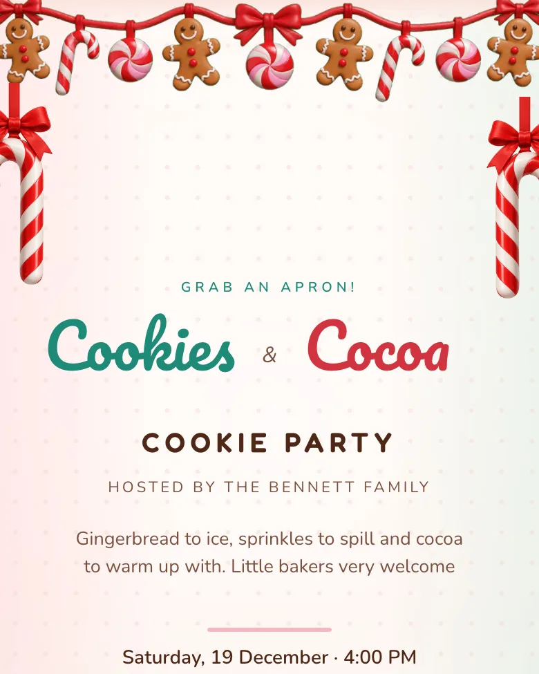 Gingerbread Lane invitation design