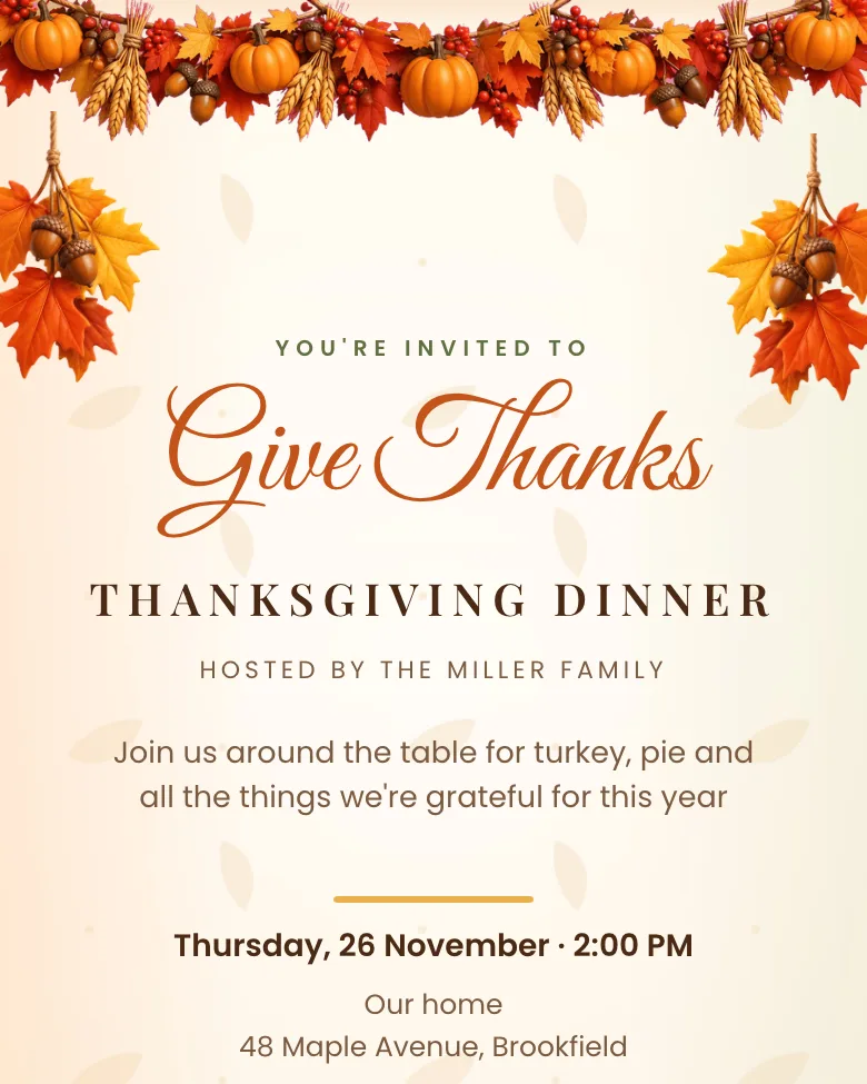 Give Thanks invitation design