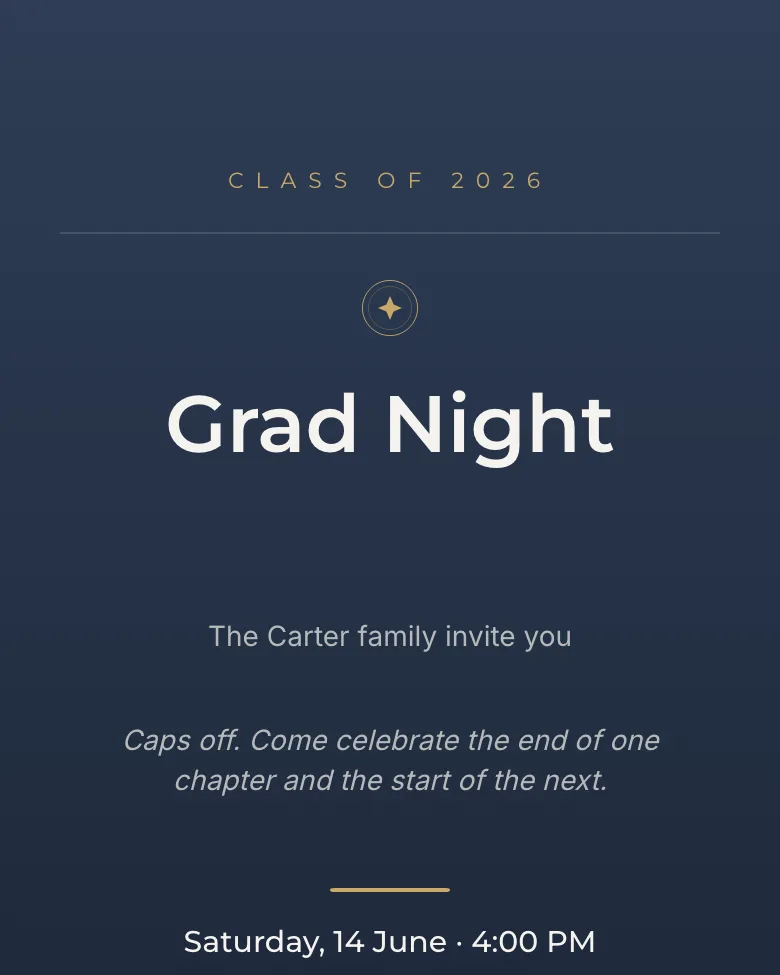 Grad Night invitation design