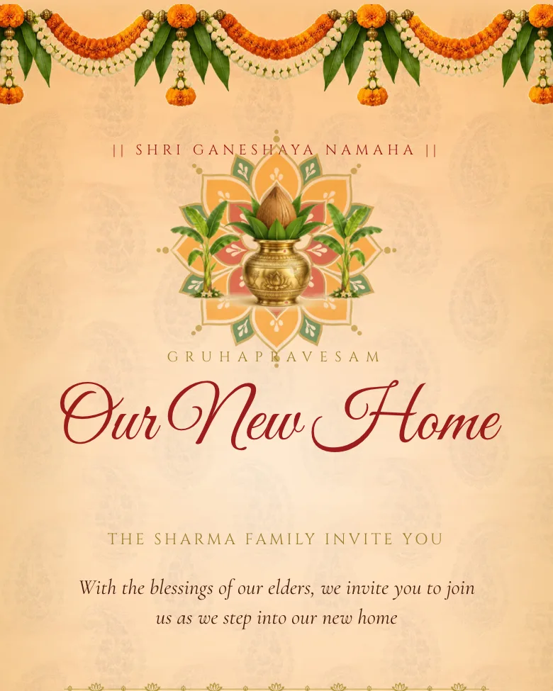 Gruhapravesam invitation design