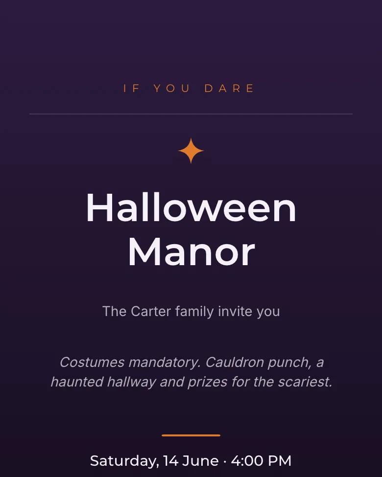 Halloween Manor invitation design
