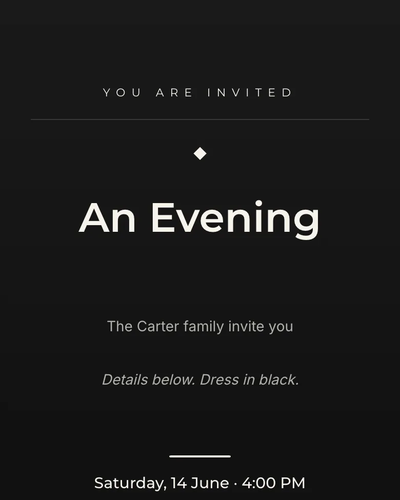 Modern Noir invitation design