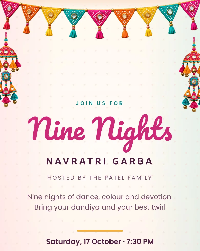 Nine Nights invitation design