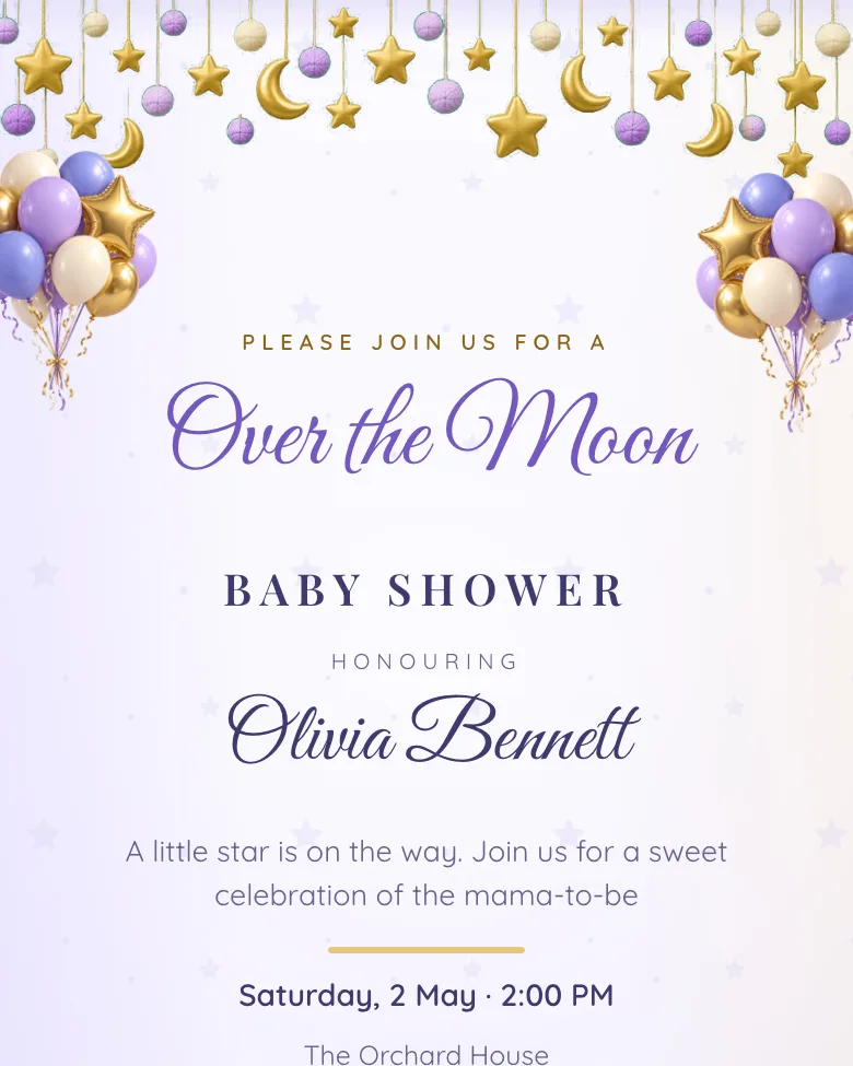 Over the Moon invitation design