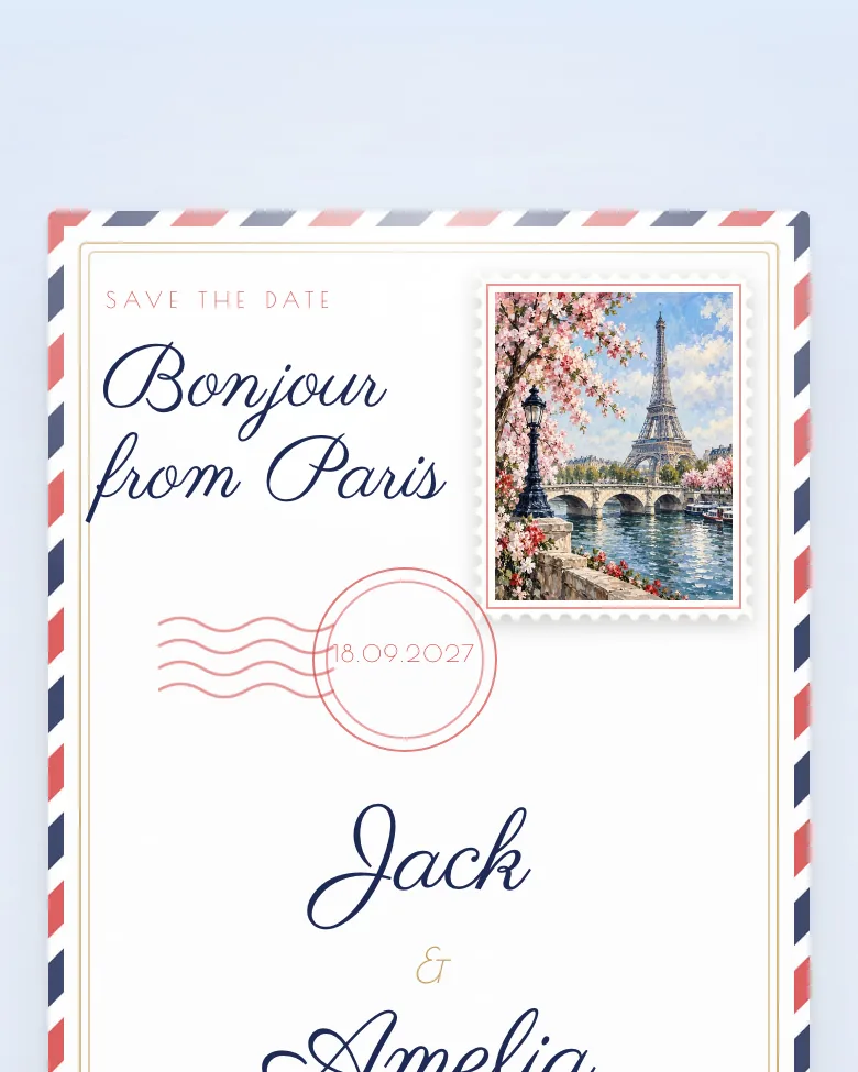 Paris Postcard invitation design