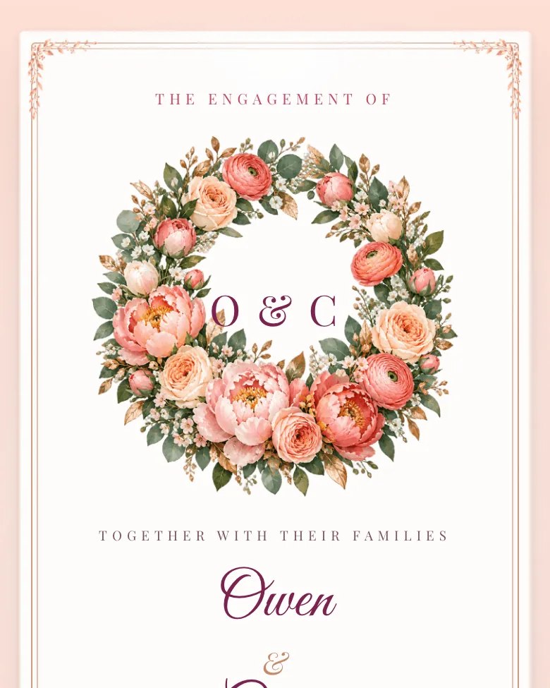 Peony Crest invitation design