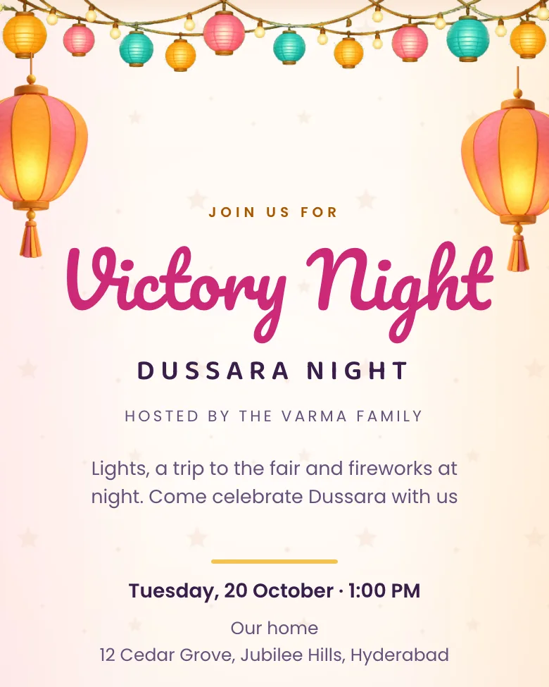 Victory Night invitation design